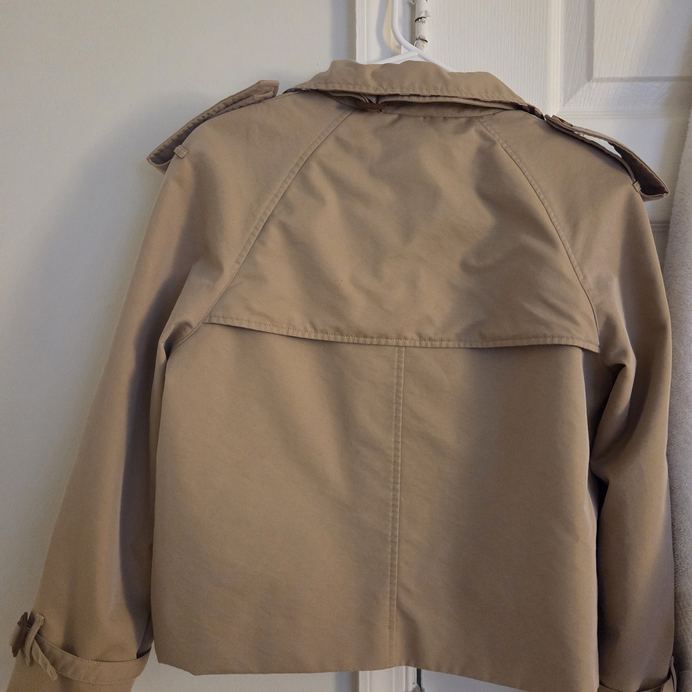 Burberry Mayfair Cropped Beige Trench Coat Double-Breasted Women's Jacket - Picture 2 of 6
